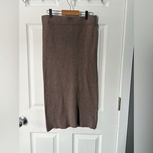 George Ribbed Midi Skirt in Taupe Brown